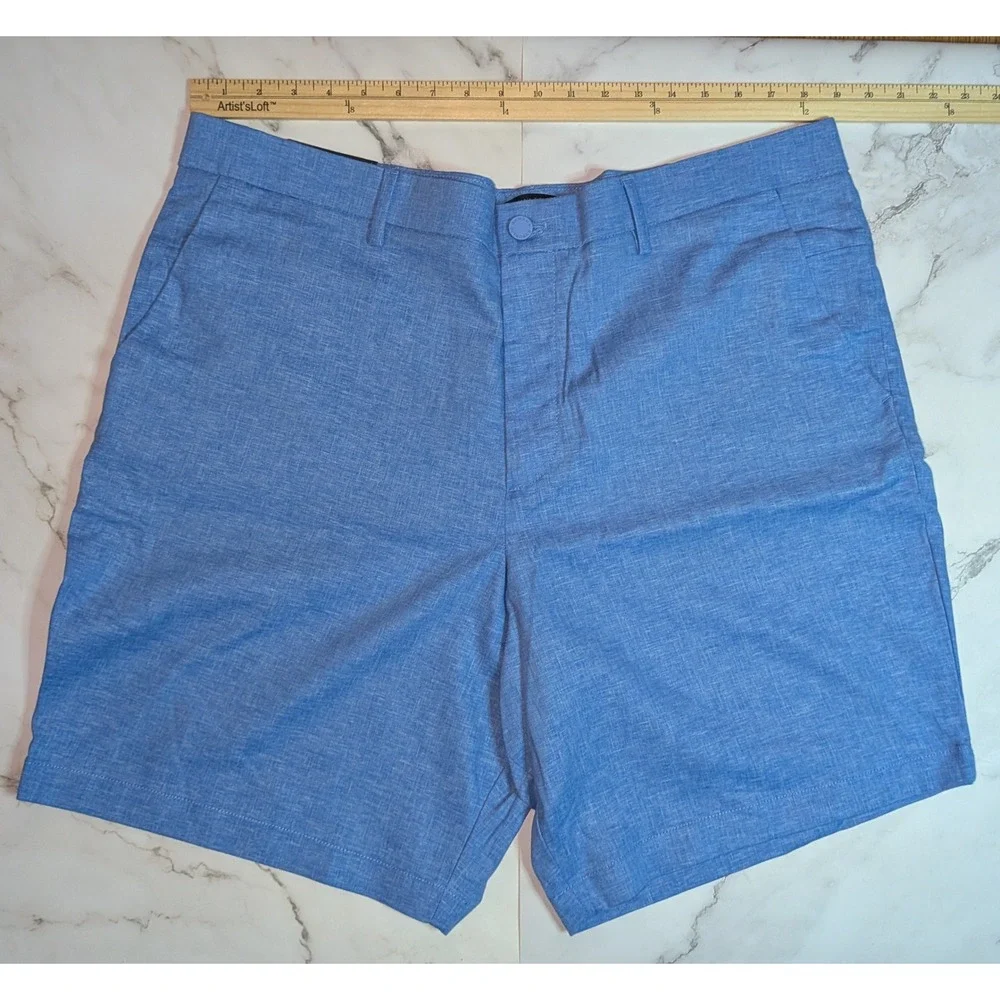 Banana Republic Core Temp Linen Blend 9 Inch Shorts Blue Mens 40 NEW